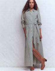 Ellie Cotton Maxi Shirt Dress-Texture Stripe / Boden Outlet
