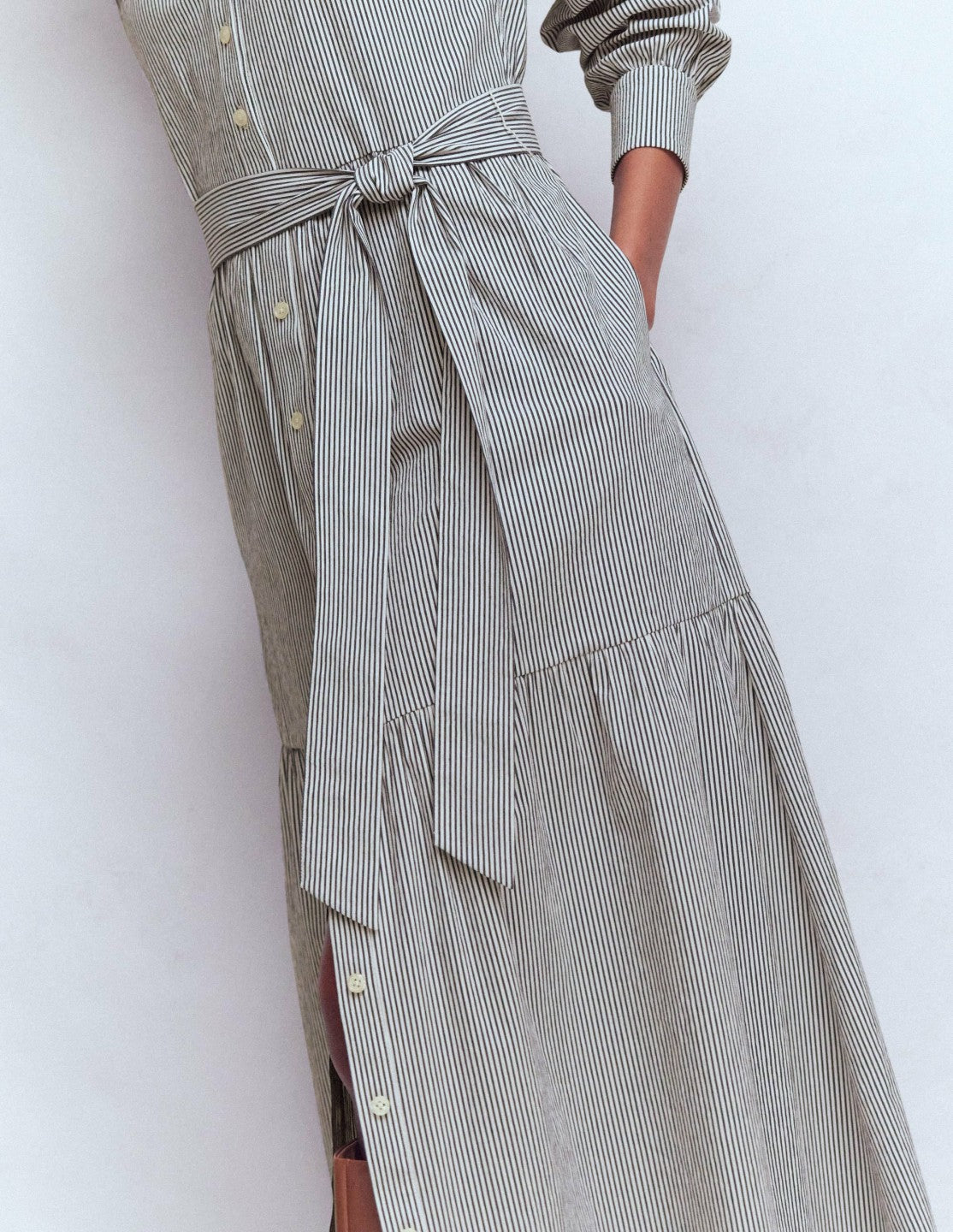 Ellie Cotton Maxi Shirt Dress-Texture Stripe / Boden Outlet