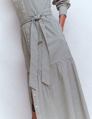 Ellie Cotton Maxi Shirt Dress-Texture Stripe / Boden Outlet