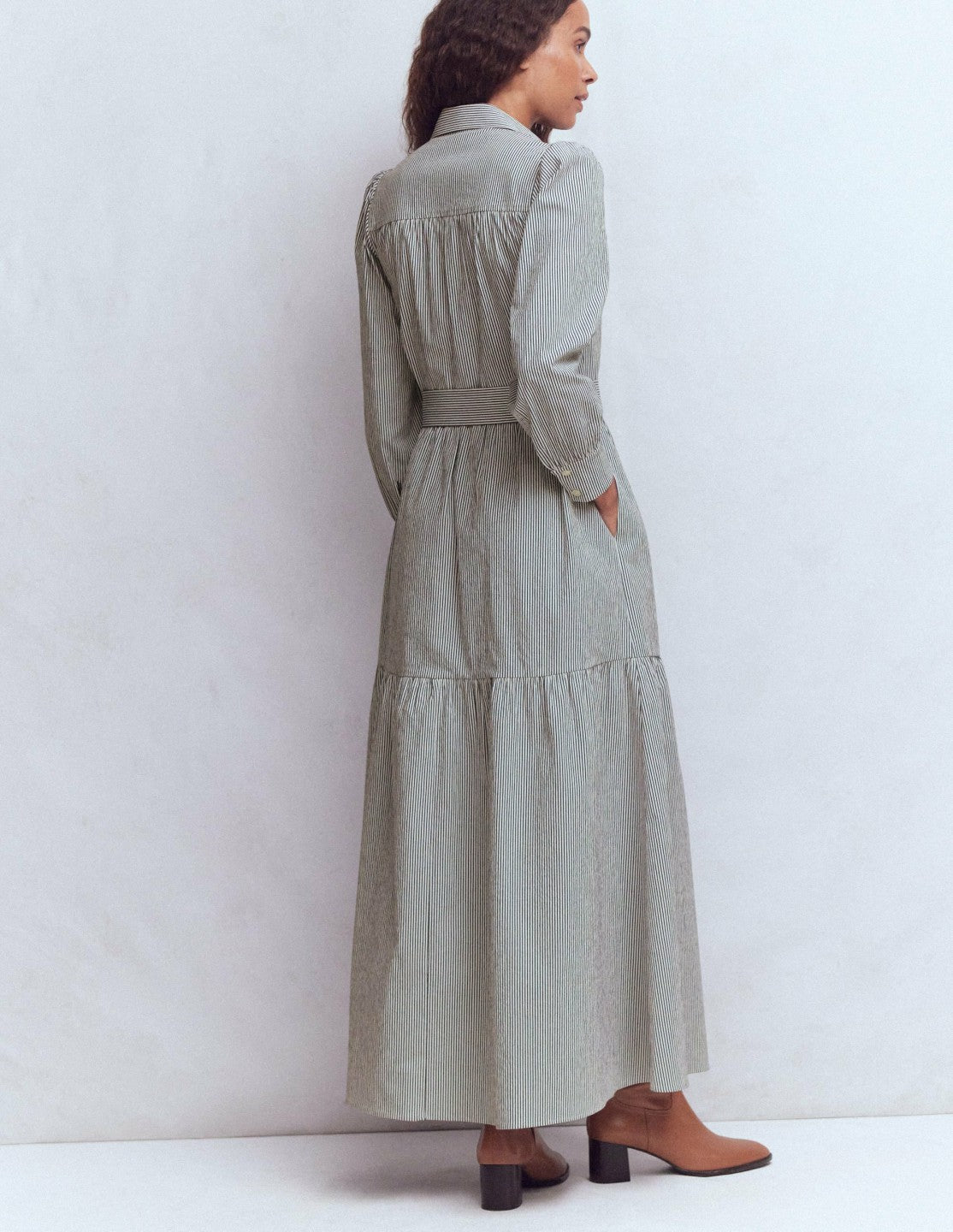 Ellie Cotton Maxi Shirt Dress-Texture Stripe / Boden Outlet