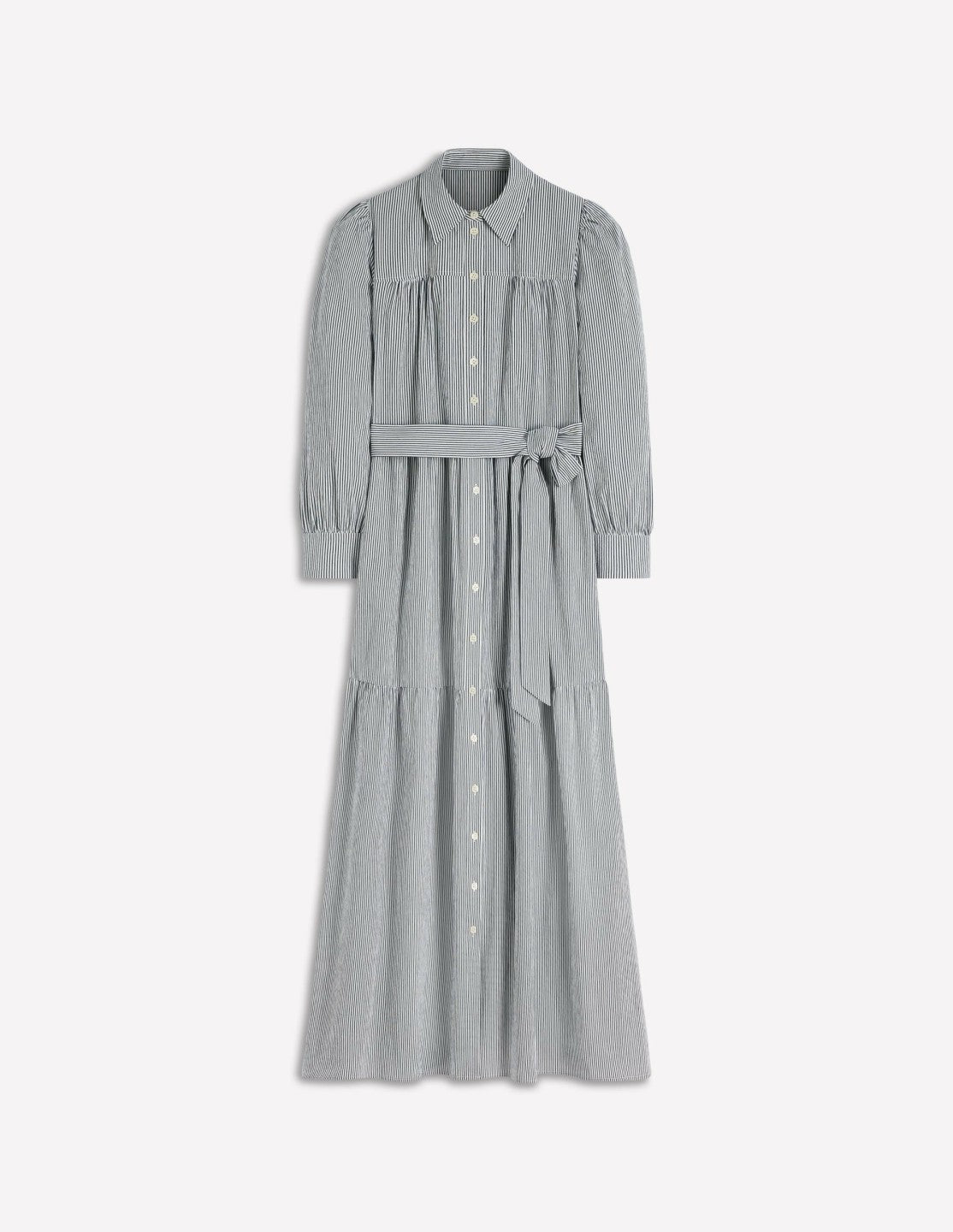 Ellie Cotton Maxi Shirt Dress-Texture Stripe / Boden Outlet
