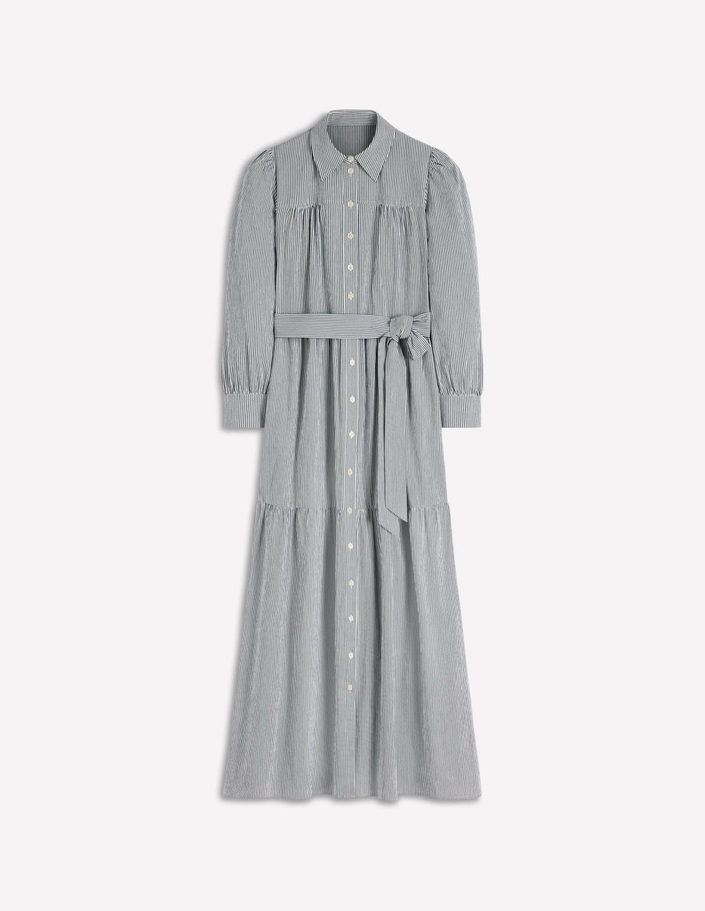 Ellie Cotton Maxi Shirt Dress-Texture Stripe / Boden Outlet