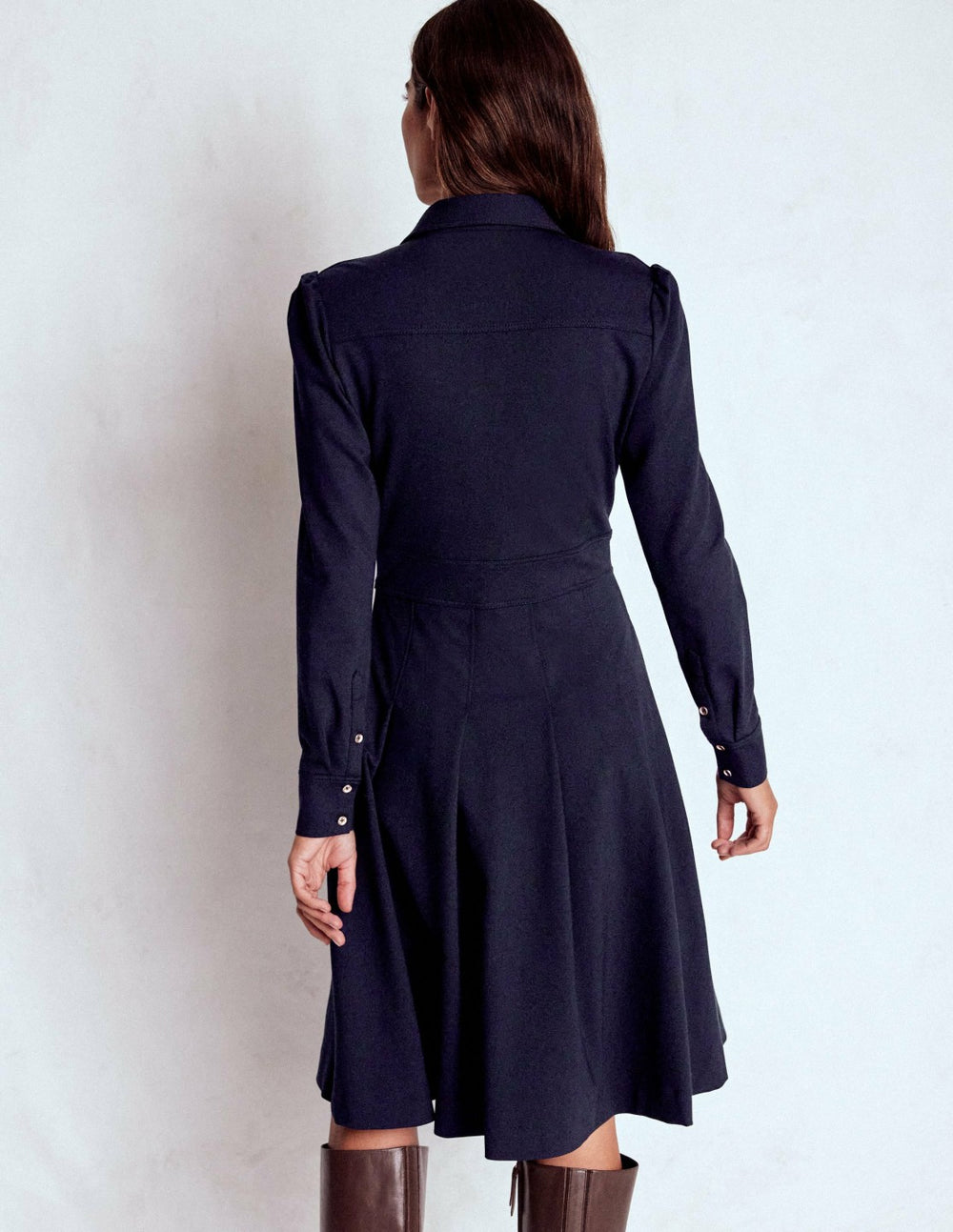 Catrin Short Ponte Shirt Dress-Navy / Boden Discount