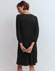 Cathy Notch Neck Jersey Dress-Black / Boden