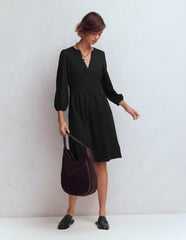 Cathy Notch Neck Jersey Dress-Black / Boden