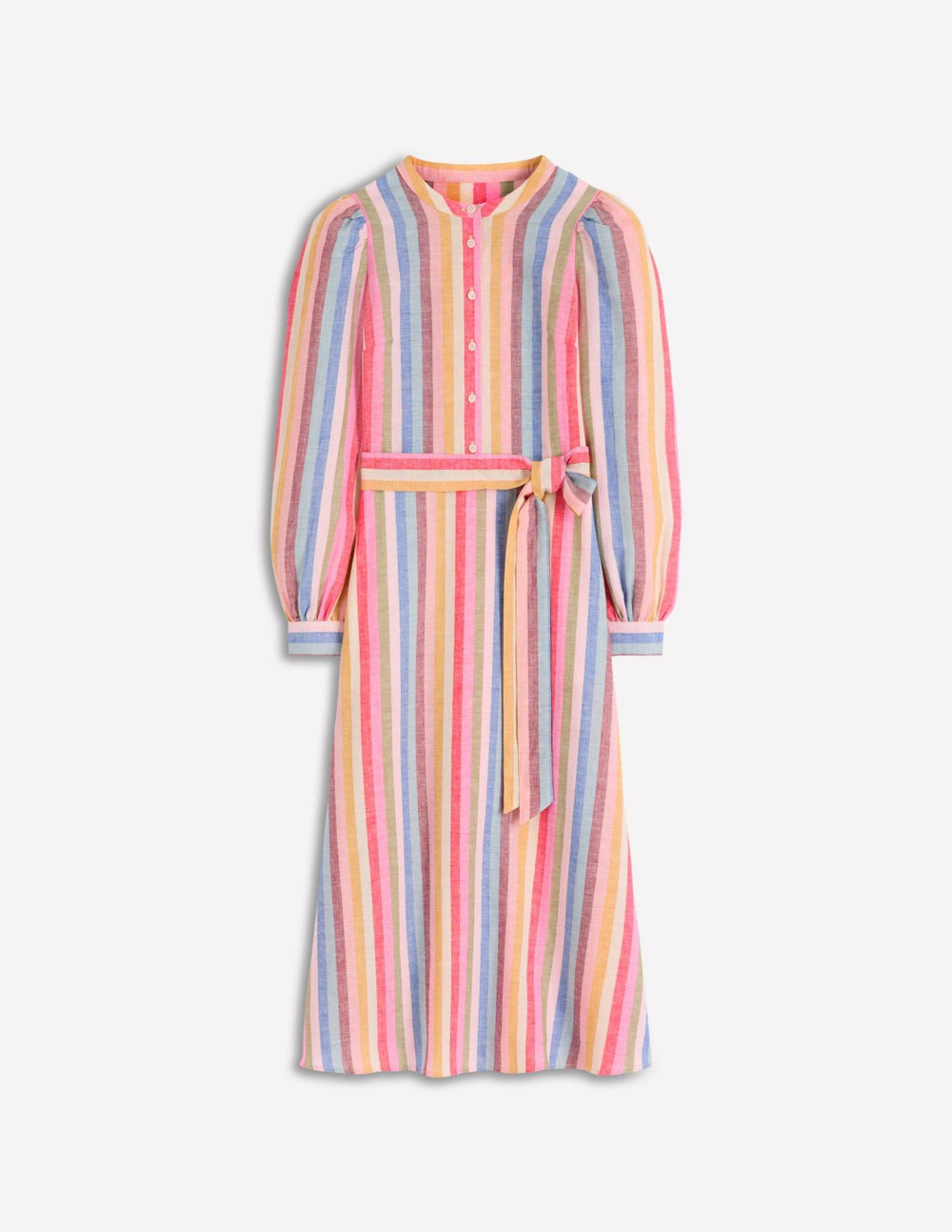 Ava Linen Blend Midi Dress-Pink, Green, Purple Multi / Boden us