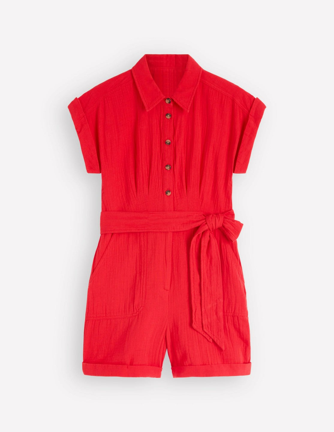 Kay Double Cloth Playsuit-Poppy Red / Boden Outlet