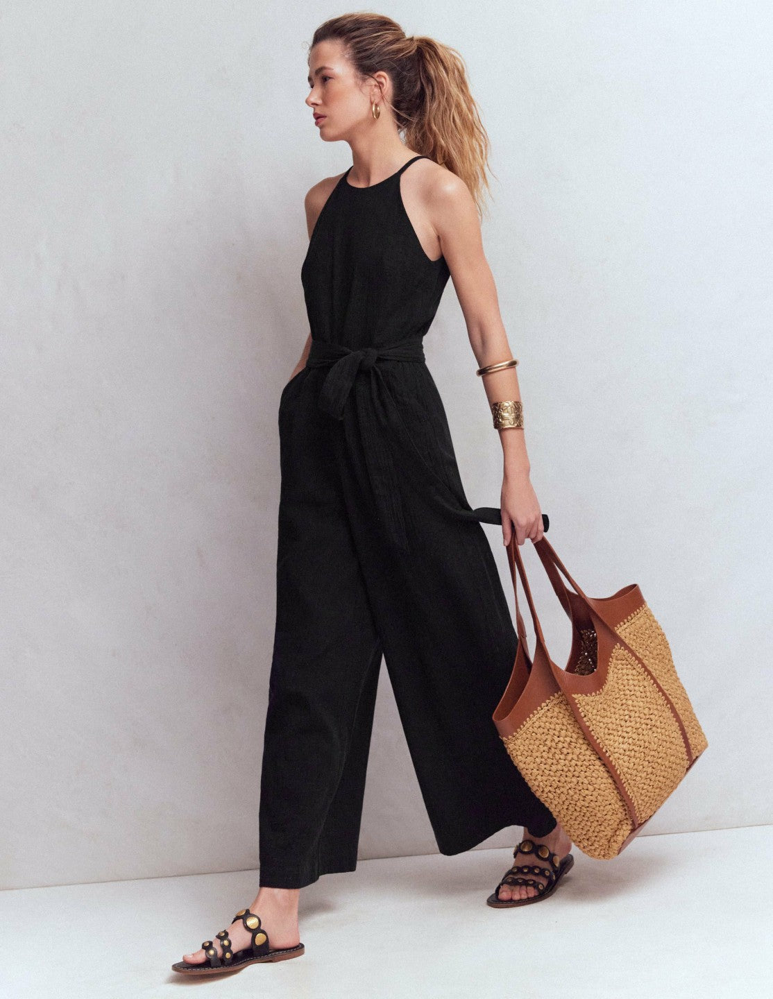Rosa Double Cloth Jumpsuit-Black / Boden Discount