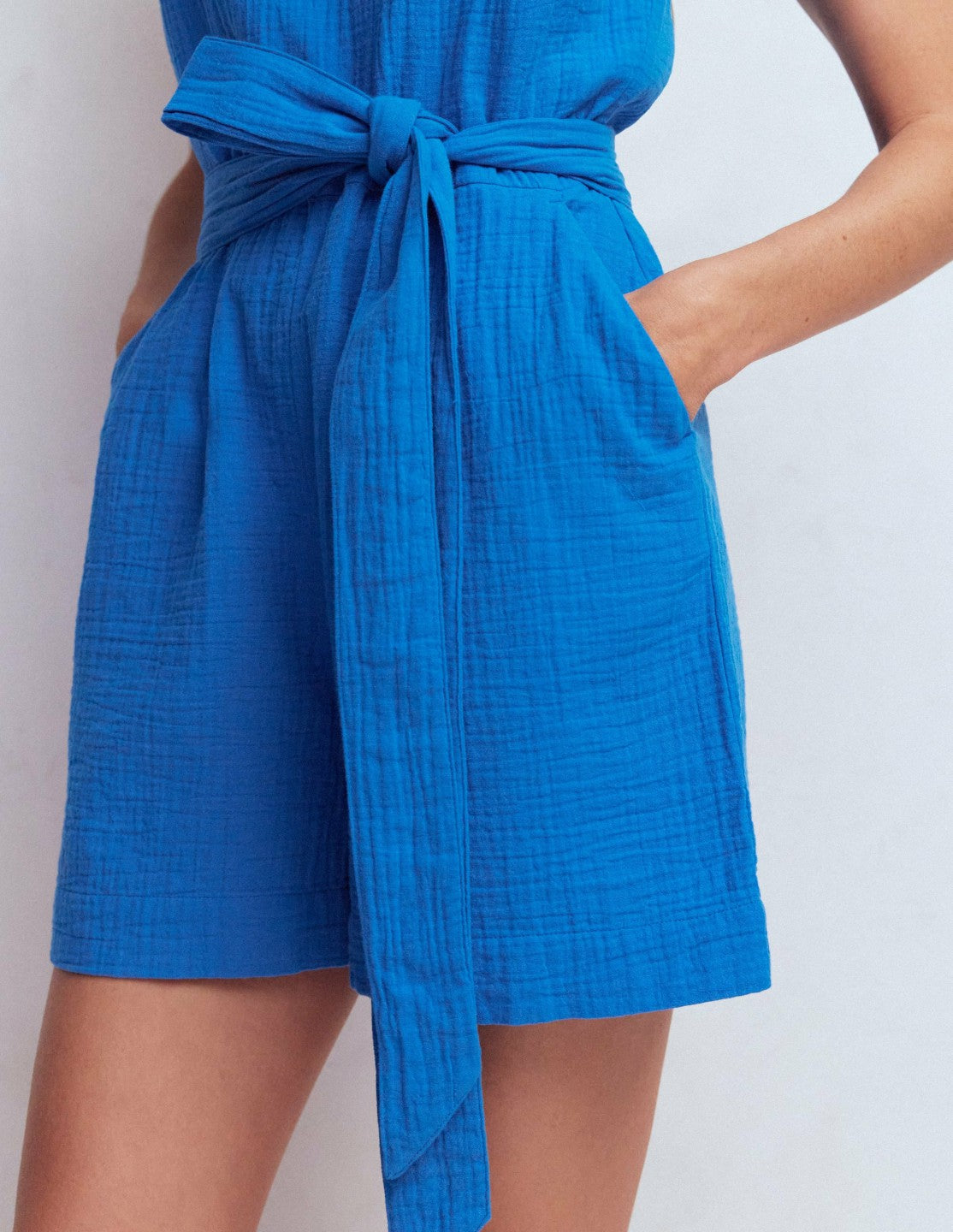 Rosa Double Cloth Playsuit-Kingfisher Blue / Boden On sale