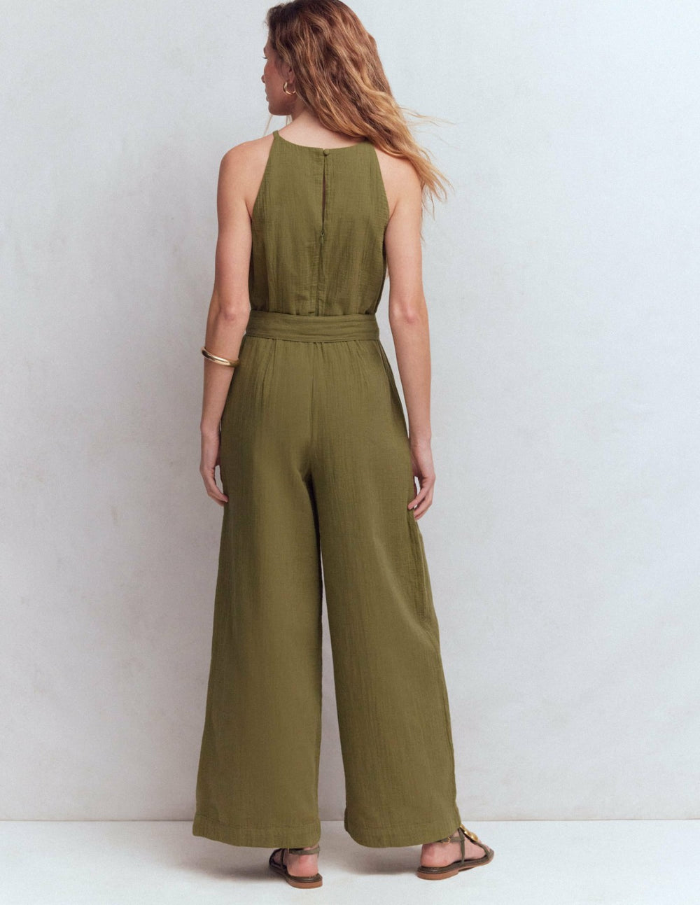 Rosa Double Cloth Jumpsuit-Olive / Boden