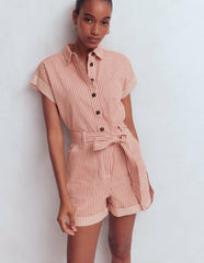 Kay Denim Playsuit-Red Tram Stripe / Boden Sale