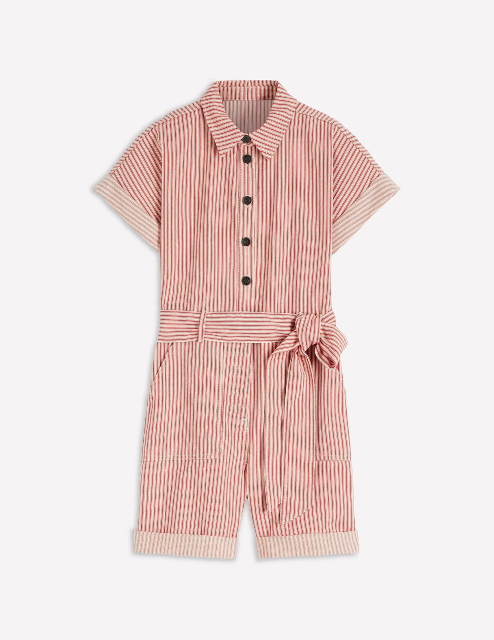 Kay Denim Playsuit-Red Tram Stripe / Boden Sale