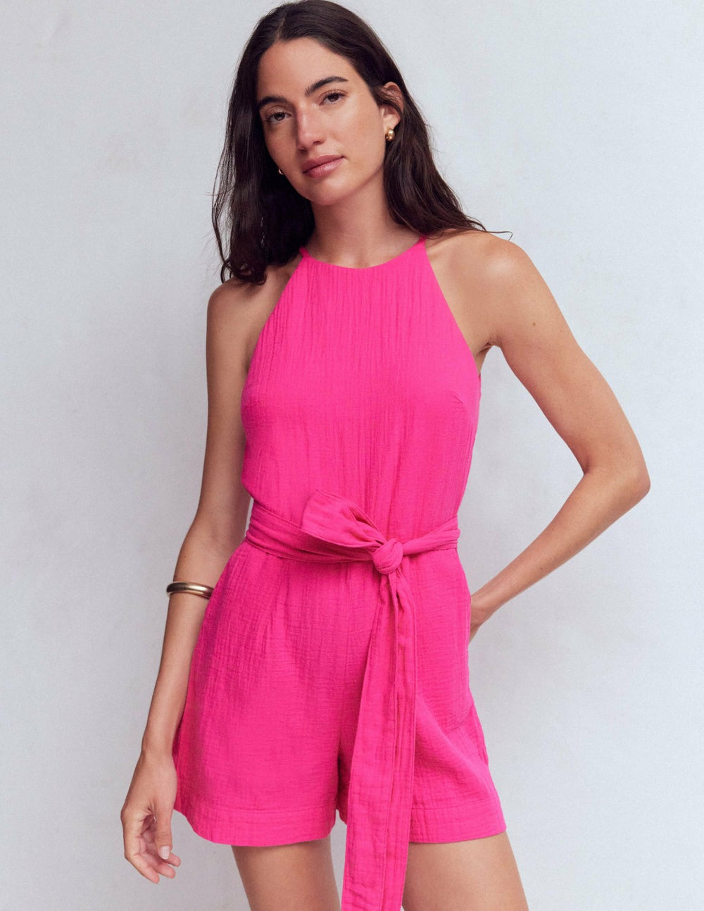 Rosa Double Cloth Playsuit-Pink Peony / Boden Outlet