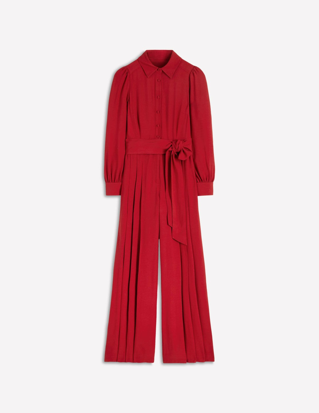 Button Up Palazzo Jumpsuit-Red / Boden On sale