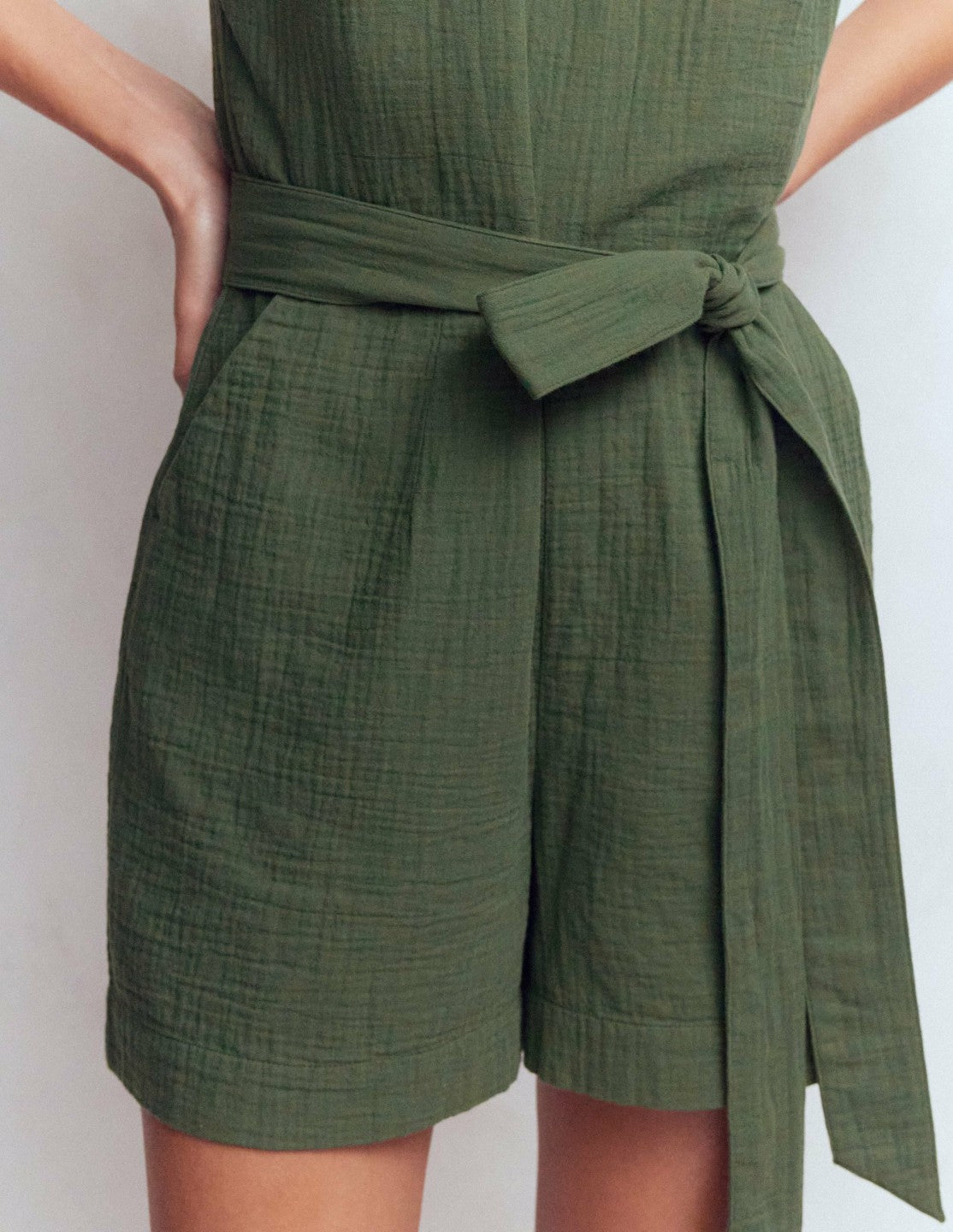 Rosa Double Cloth Playsuit-Hunter Green / Boden us