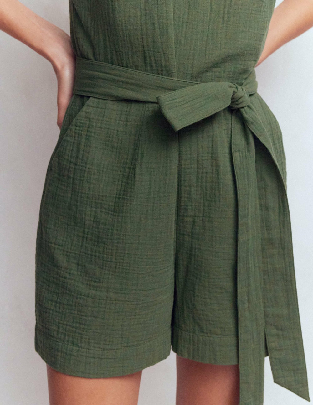 Rosa Double Cloth Playsuit-Hunter Green / Boden us