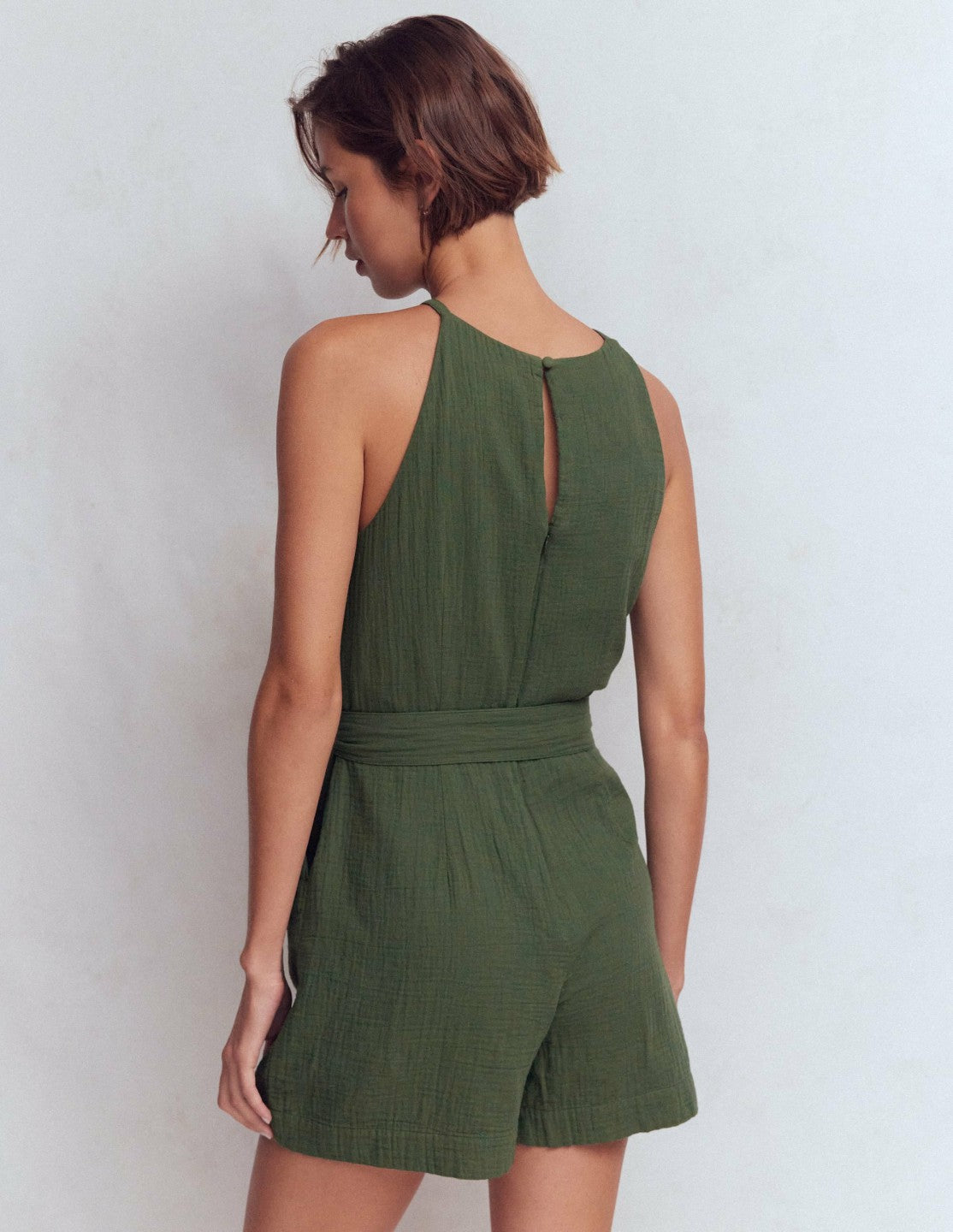 Rosa Double Cloth Playsuit-Hunter Green / Boden us