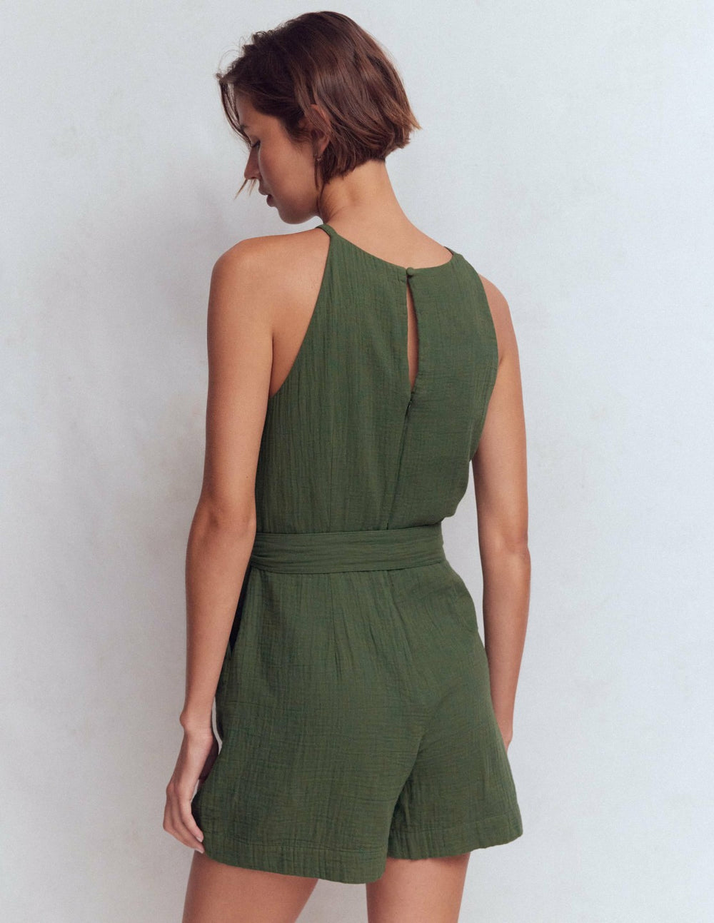 Rosa Double Cloth Playsuit-Hunter Green / Boden us