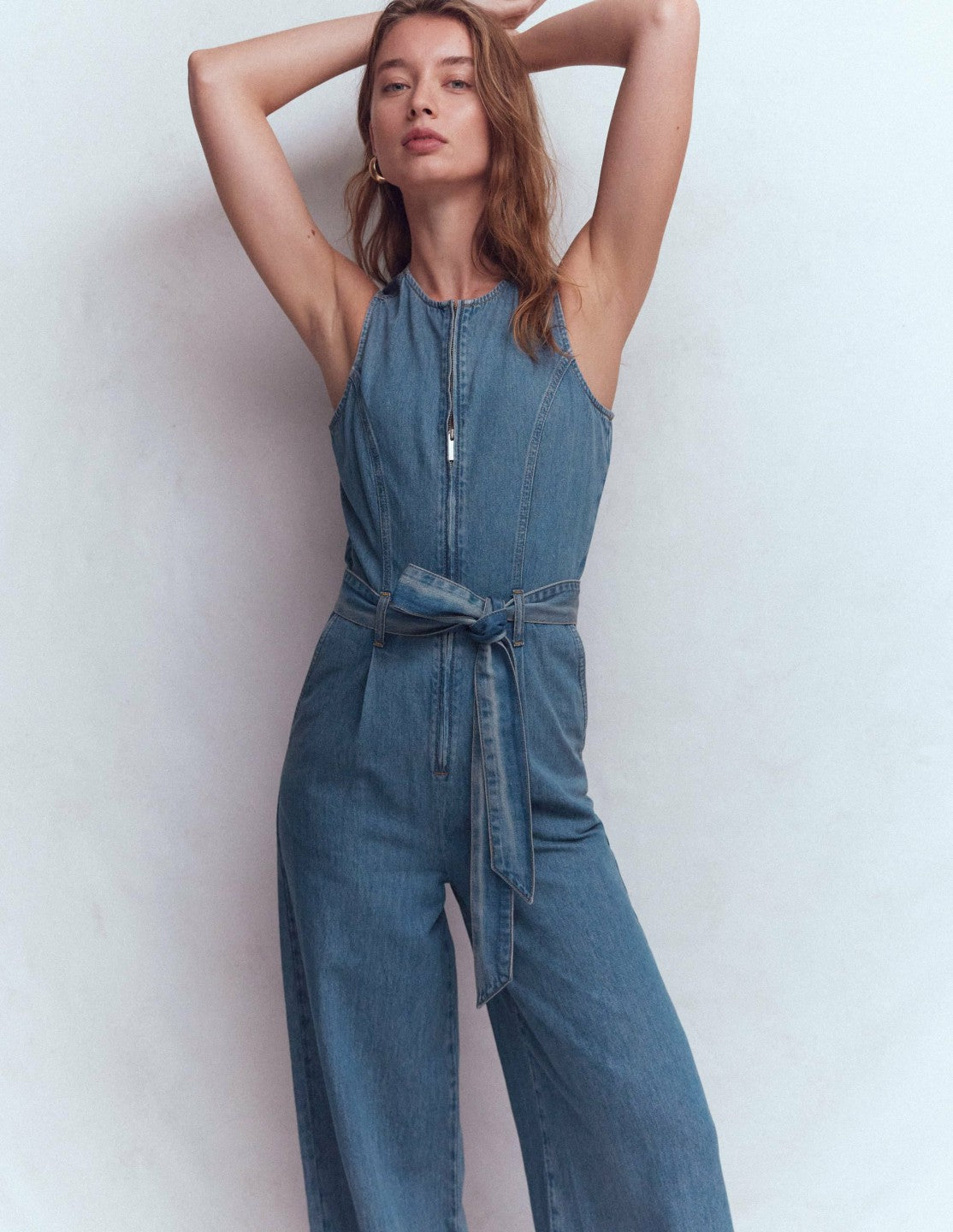Sleeveless Denim Jumpsuit-Mid Vintage Wash / Boden