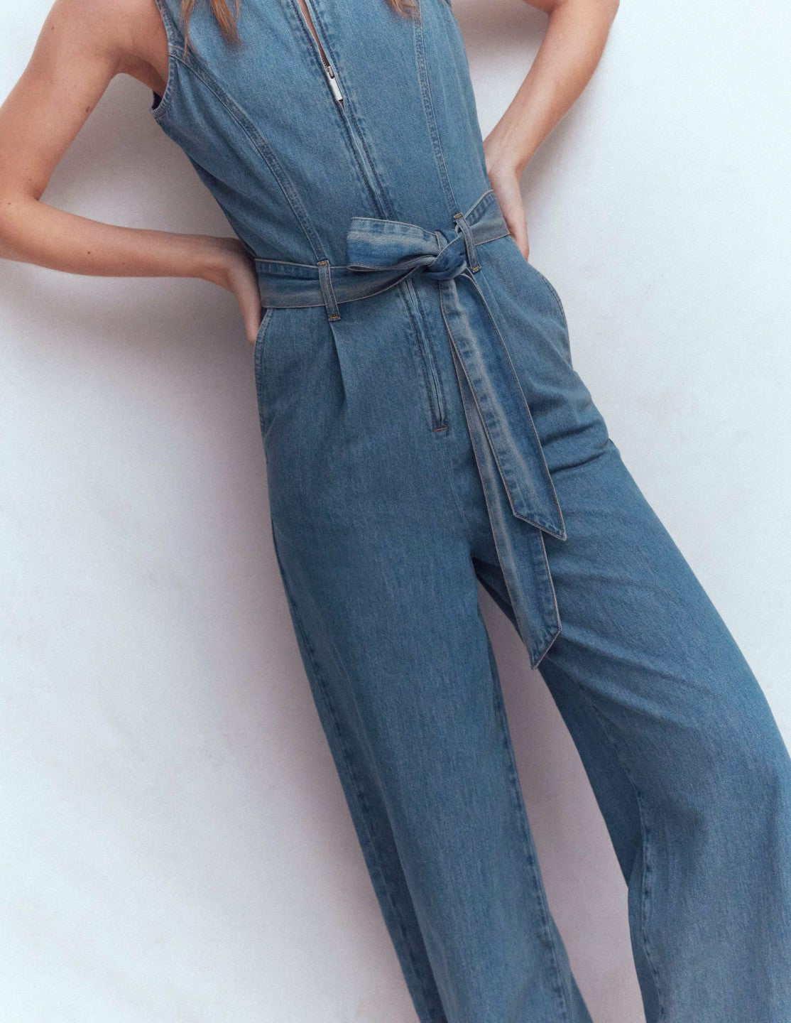 Sleeveless Denim Jumpsuit-Mid Vintage Wash / Boden