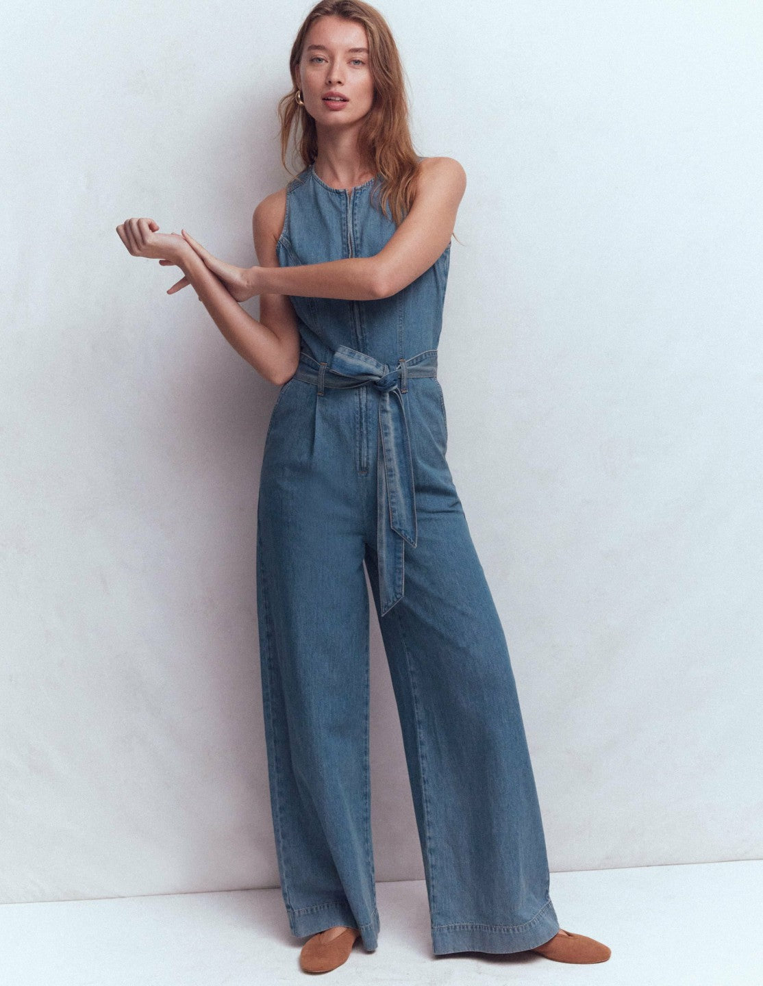 Sleeveless Denim Jumpsuit-Mid Vintage Wash / Boden