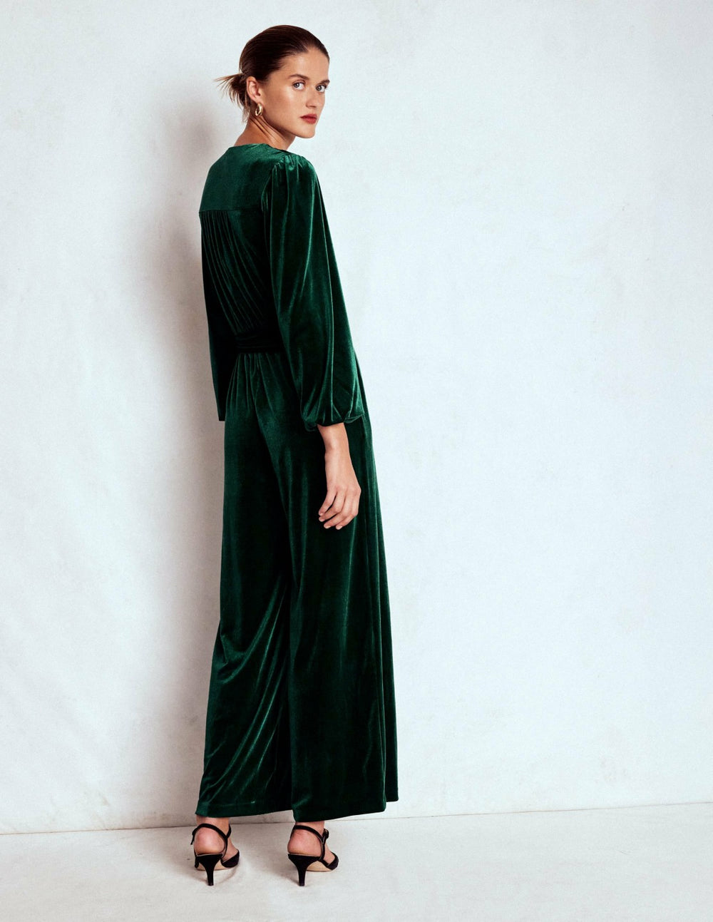 Jersey Velvet Wrap Jumpsuit-Emerald Night / Boden Sale