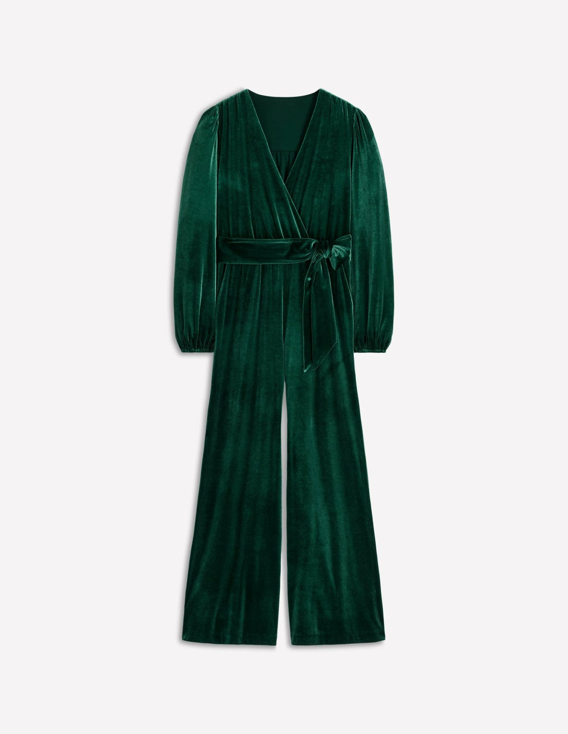 Jersey Velvet Wrap Jumpsuit-Emerald Night / Boden Sale