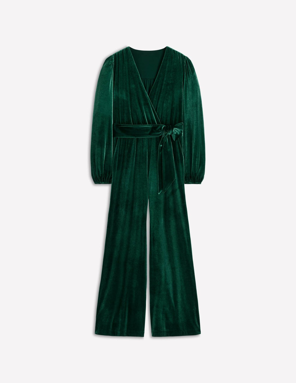 Jersey Velvet Wrap Jumpsuit-Emerald Night / Boden Sale
