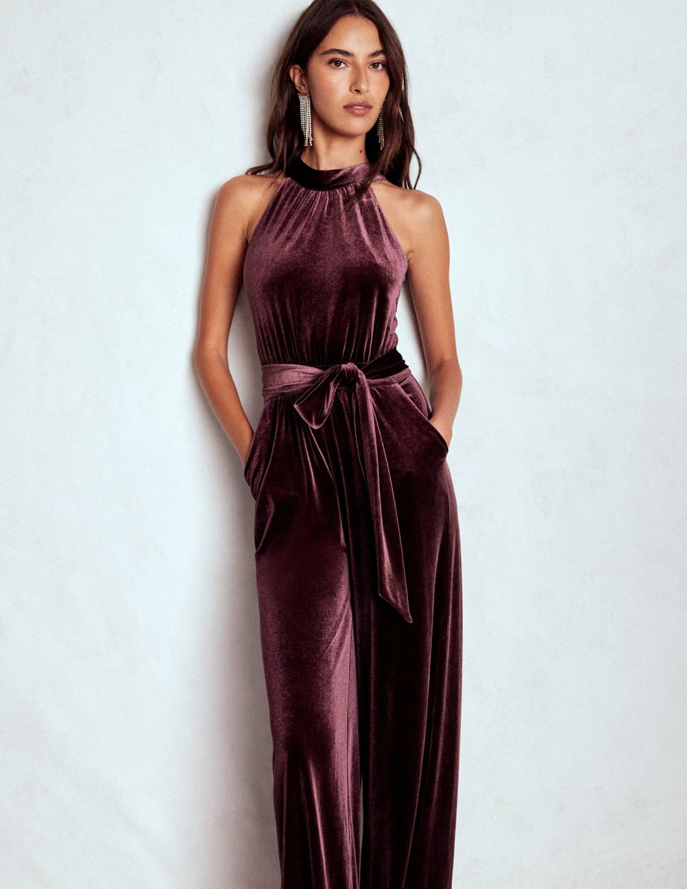 Jersey Halter Jumpsuit-Dark Cherry / Boden Online