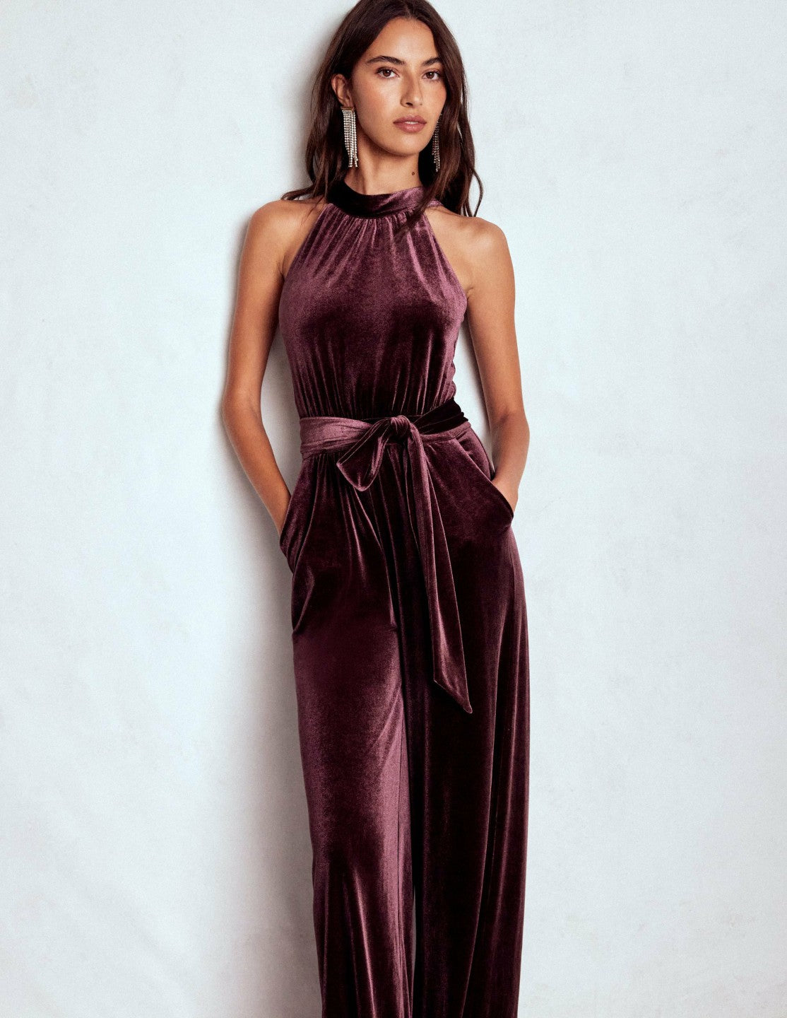 Jersey Halter Jumpsuit-Dark Cherry / Boden Online