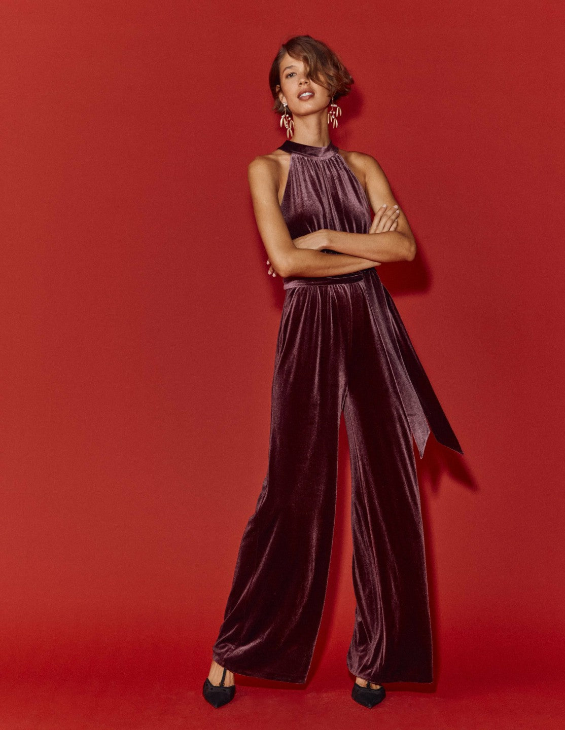 Jersey Halter Jumpsuit-Dark Cherry / Boden Online