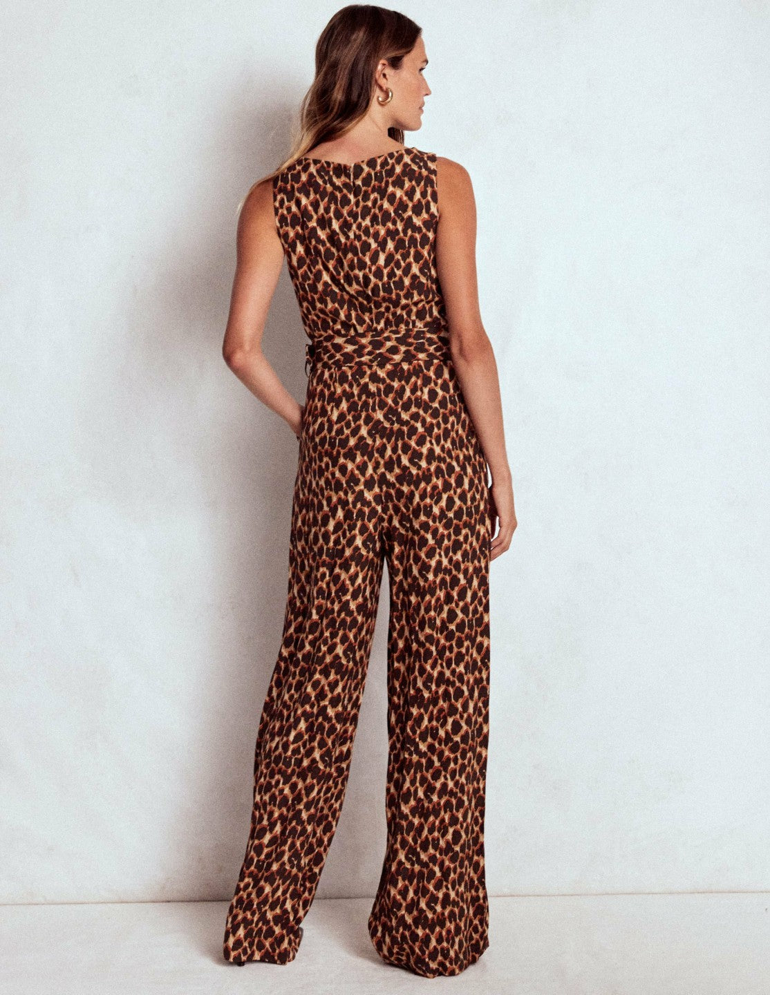 Gwen Slash Neck Jumpsuit-Sand, Abstract Leopard Spot / Boden Discount
