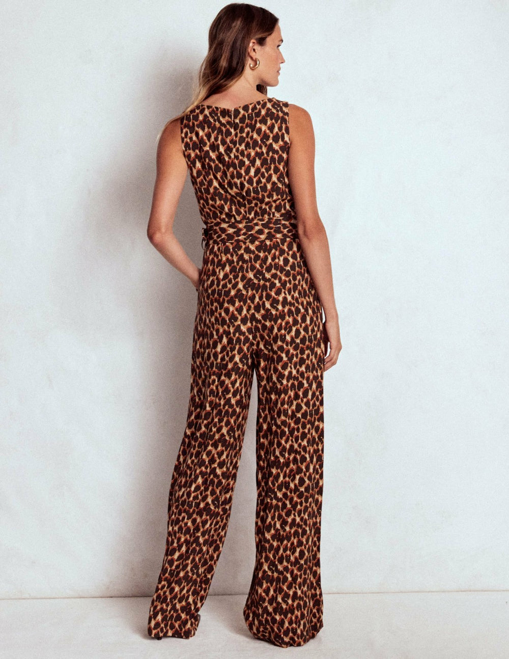 Gwen Slash Neck Jumpsuit-Sand, Abstract Leopard Spot / Boden Discount