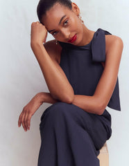 Tie Halter Neck Jumpsuit-Navy / Boden On sale