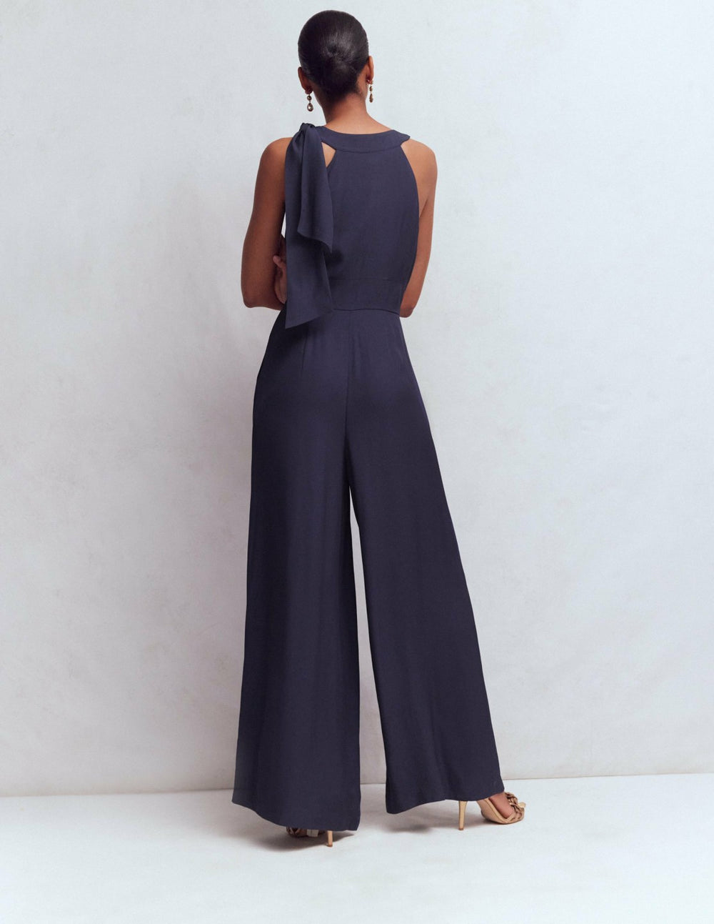Tie Halter Neck Jumpsuit-Navy / Boden On sale