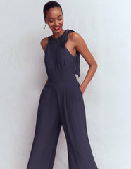 Tie Halter Neck Jumpsuit-Navy / Boden On sale