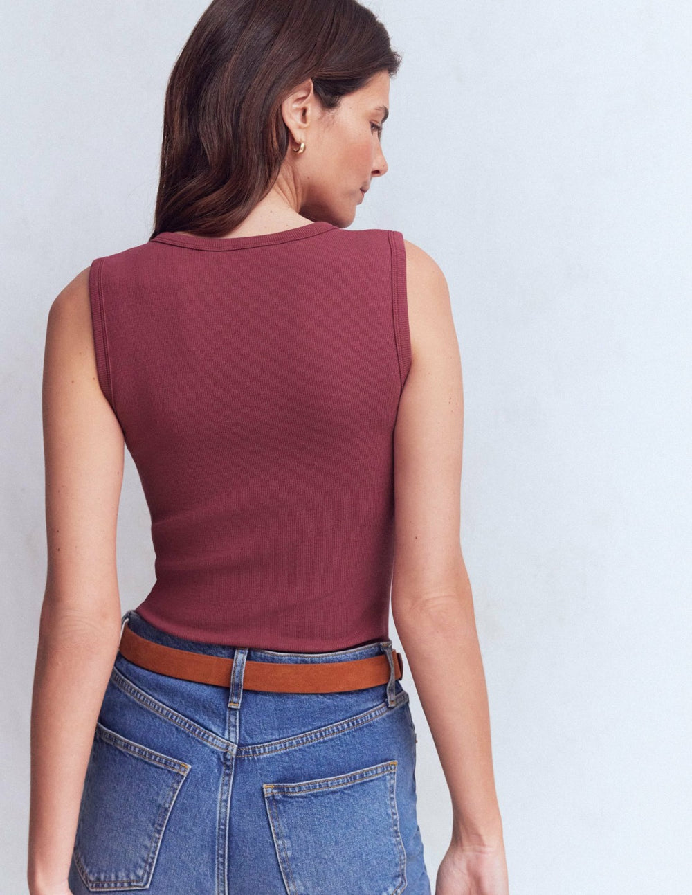 Crew Neck Henley Tank-Maroon / Boden us