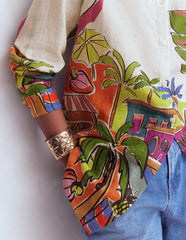 Longline Linen Shirt-Multi, Tropical Village / Boden
