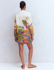 Longline Linen Shirt-Multi, Tropical Village / Boden