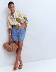 Longline Linen Shirt-Multi, Tropical Village / Boden