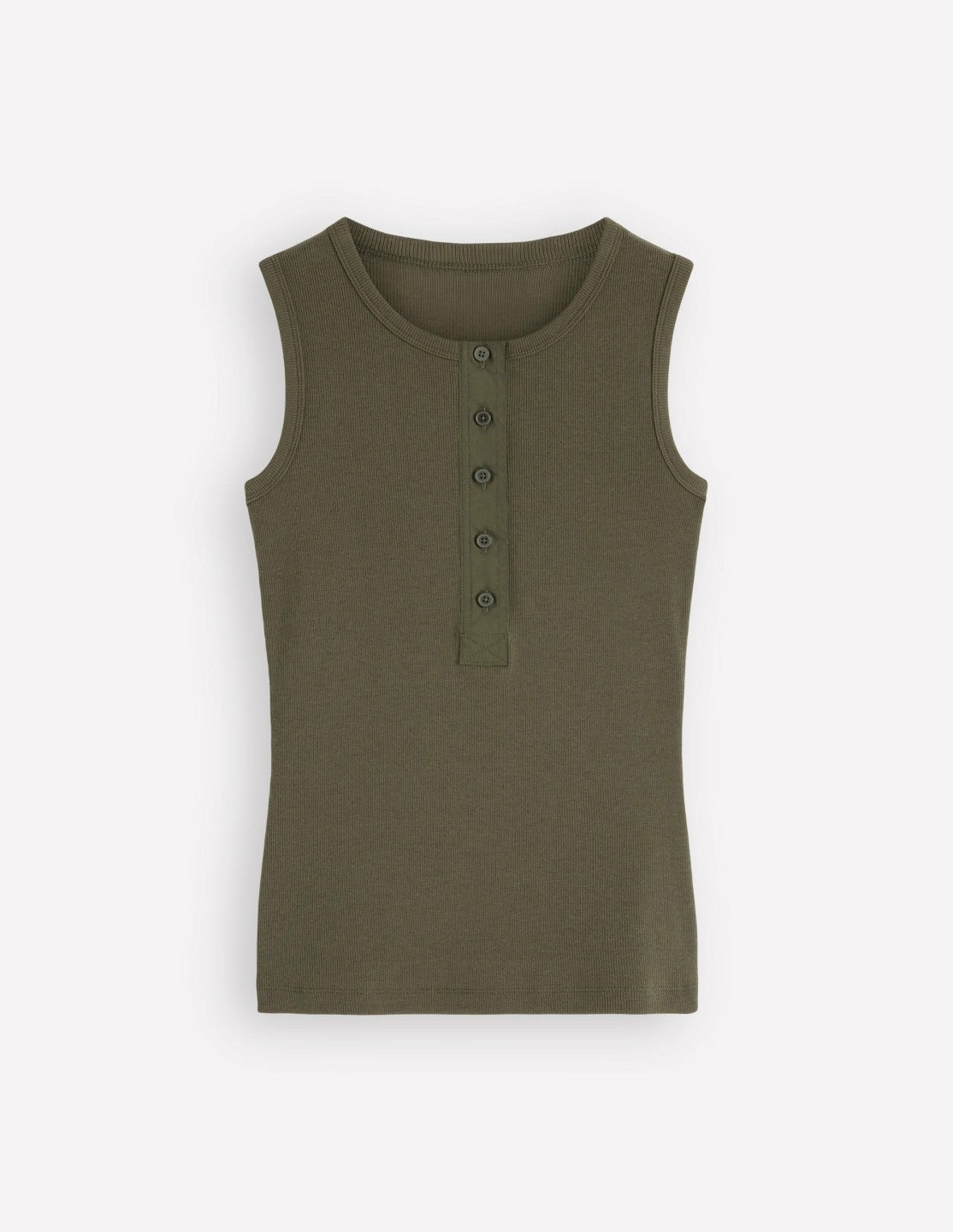 Crew Neck Henley Tank-Olive Night / Boden Sale