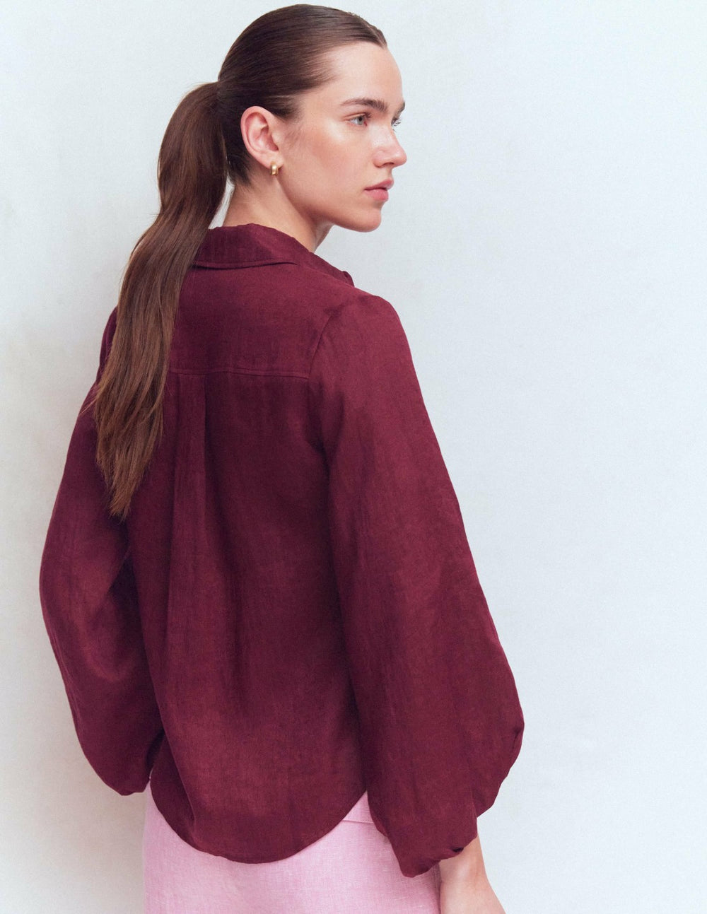 Puff Sleeve Linen Shirt-Deep Wisteria / Boden Online