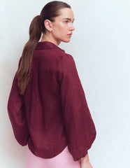 Puff Sleeve Linen Shirt-Deep Wisteria / Boden Online