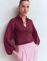Puff Sleeve Linen Shirt-Deep Wisteria / Boden Online