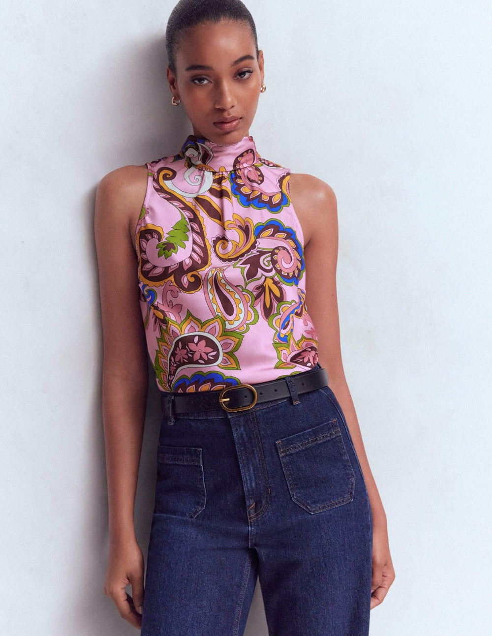 Satin Halterneck Top-Paisley Print / Boden Outlet