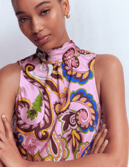 Satin Halterneck Top-Paisley Print / Boden Outlet