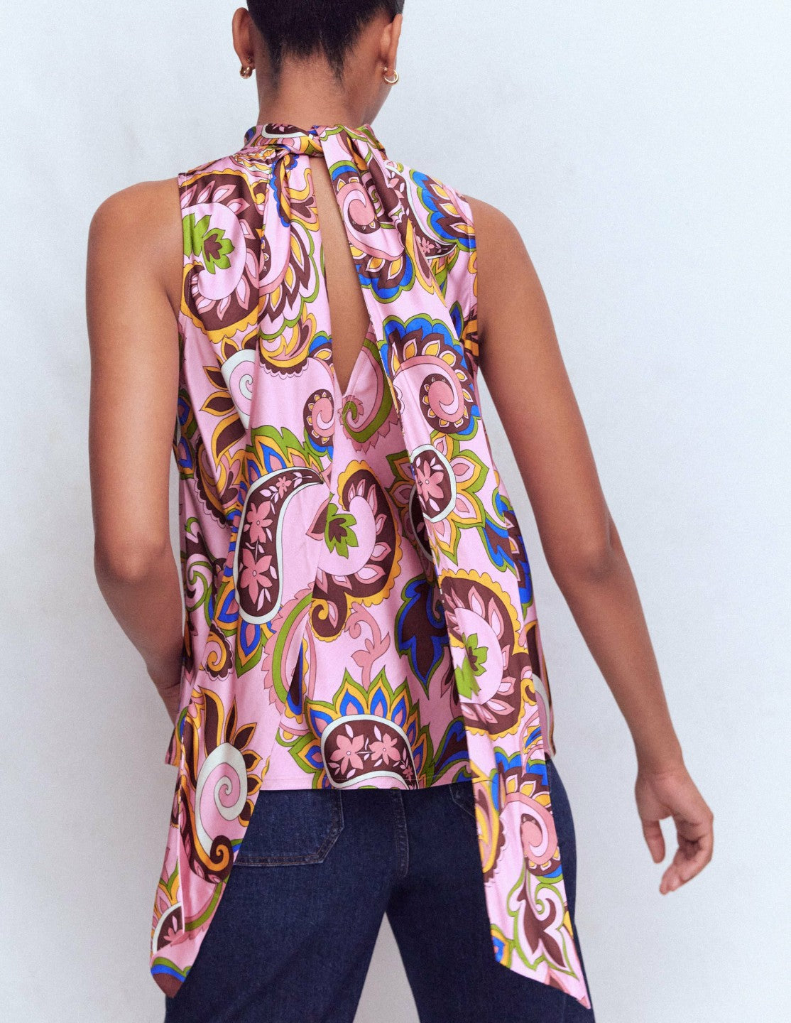 Satin Halterneck Top-Paisley Print / Boden Outlet