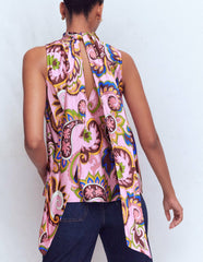 Satin Halterneck Top-Paisley Print / Boden Outlet