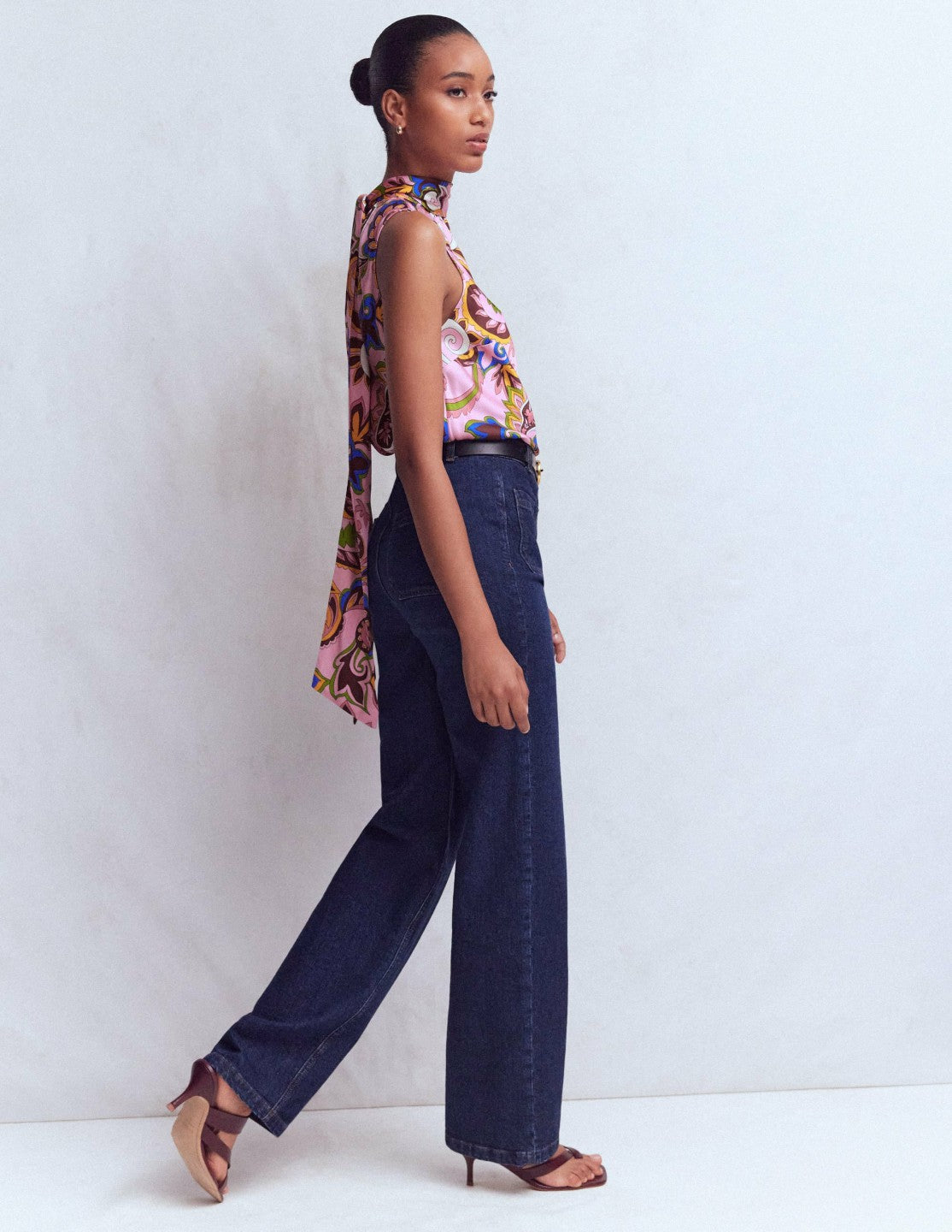 Satin Halterneck Top-Paisley Print / Boden Outlet