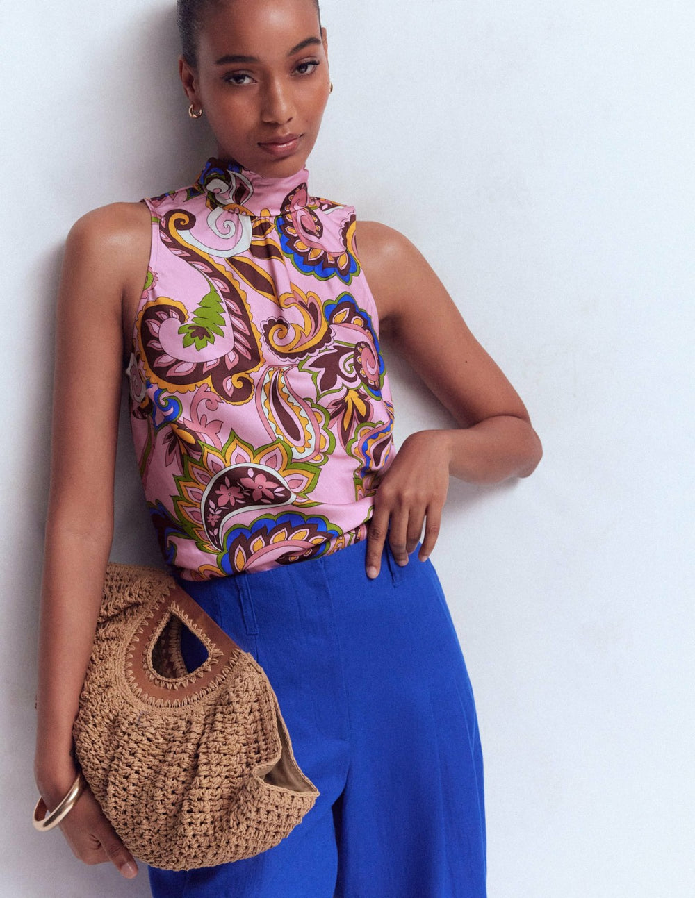 Satin Halterneck Top-Paisley Print / Boden Outlet